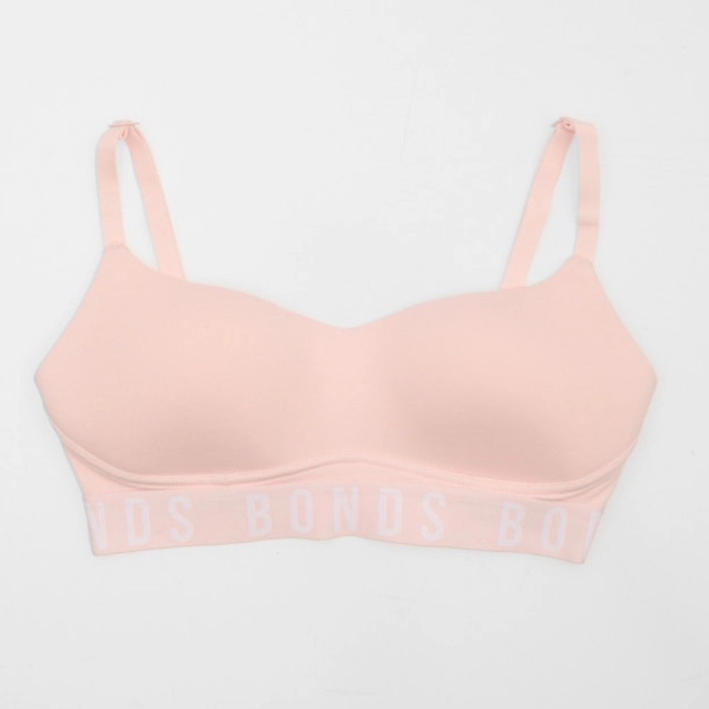 Bonds Icons Super Logo Wirefree - Women's Soft Pink Sports Bra